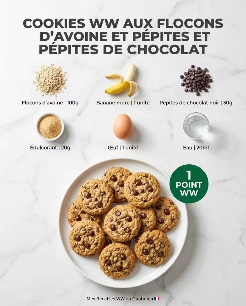 Cookies légers banane et flocons d'avoine