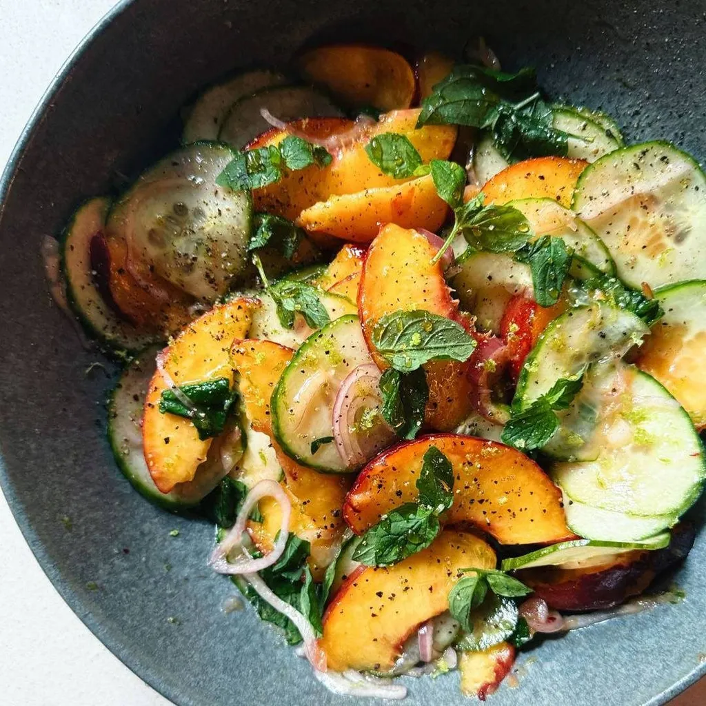 Photo of Cucumber and Peach Salad with Hot Honey