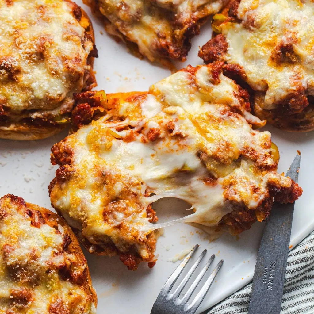 Photo of Italian-Style English Muffin Pizza Burgers
