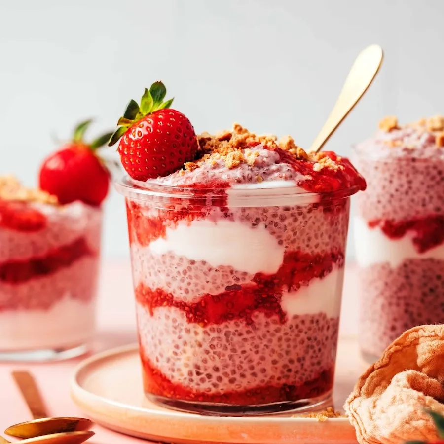 Strawberries and Cream Chia Pudding