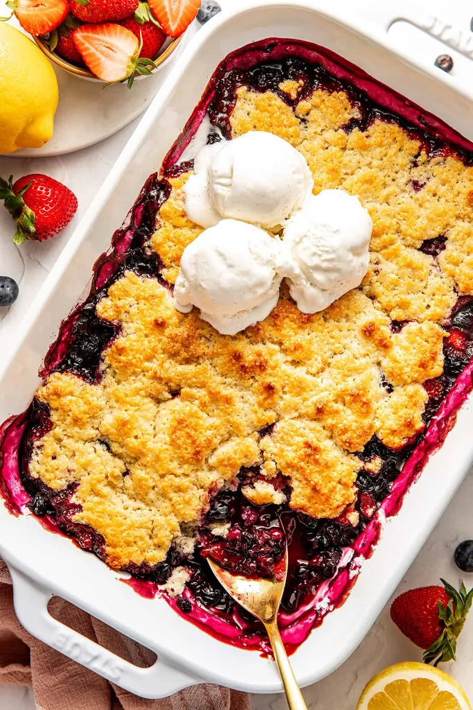 Lemon and Mixed Berry Cobbler