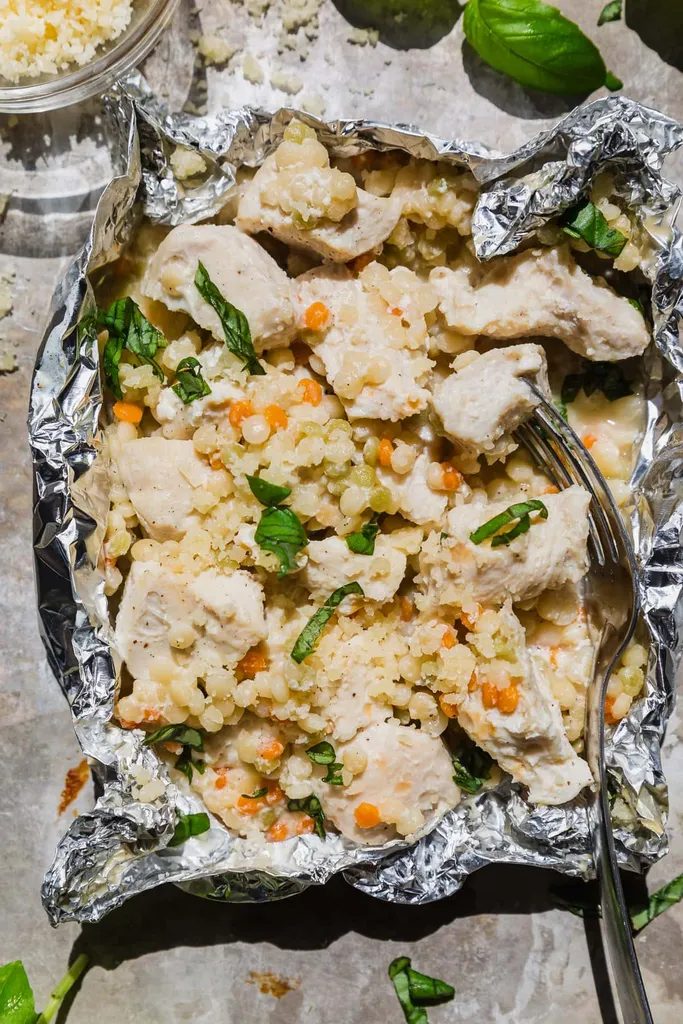 Creamy Garlic Chicken and Couscous Packets