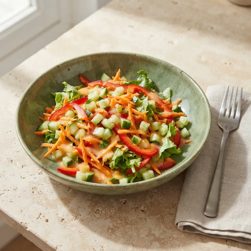 Salade croquante aux légumes et vinaigrette de melon