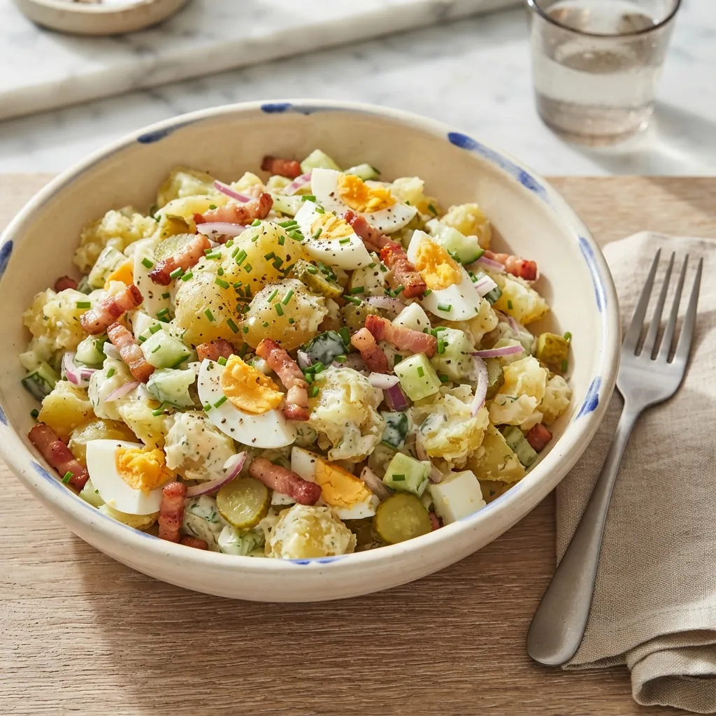 Salade de Pommes de Terre aux Œufs et Lardons