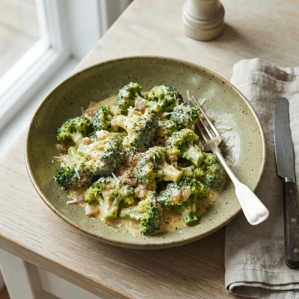 Brocolis à la crème, moutarde & parmesan