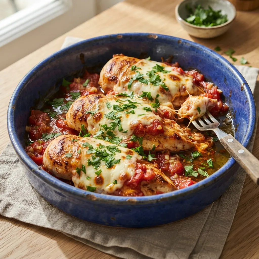 Poulet fondant aux tomates et mozzarella