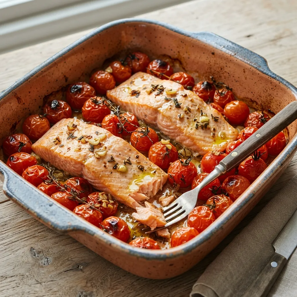 Pavé de saumon rôti aux tomates cerises
