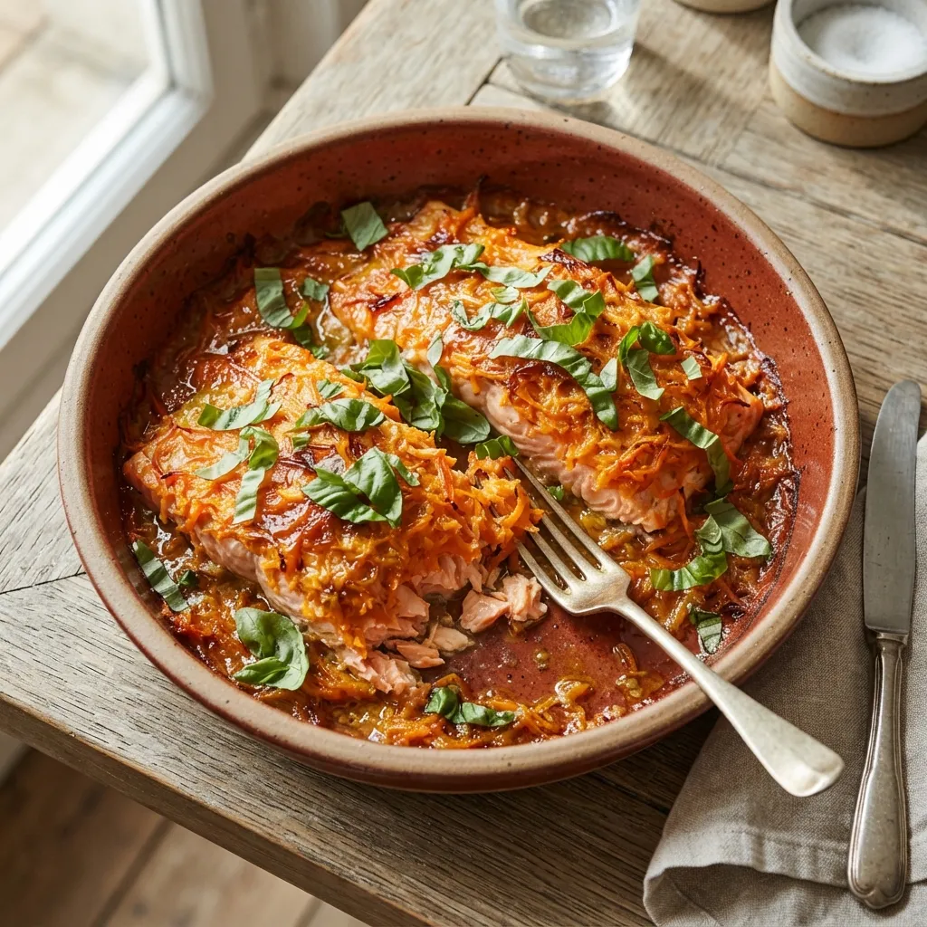 Pavé de saumon en croûte de carottes
