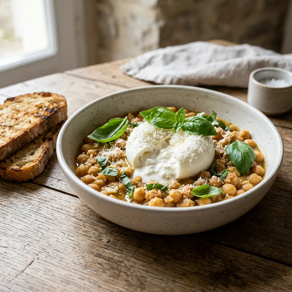 Ragoût de pois chiches à la burrata