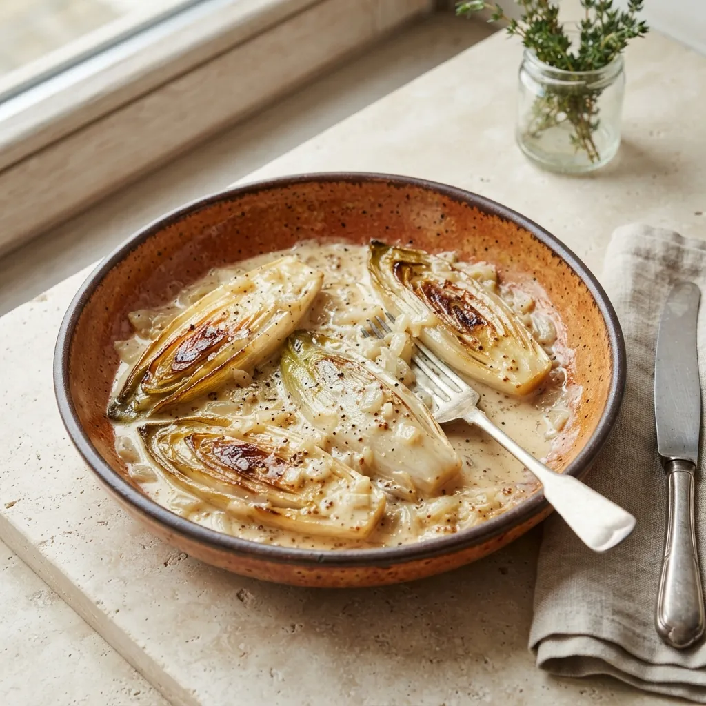 Endives à la crème et moutarde