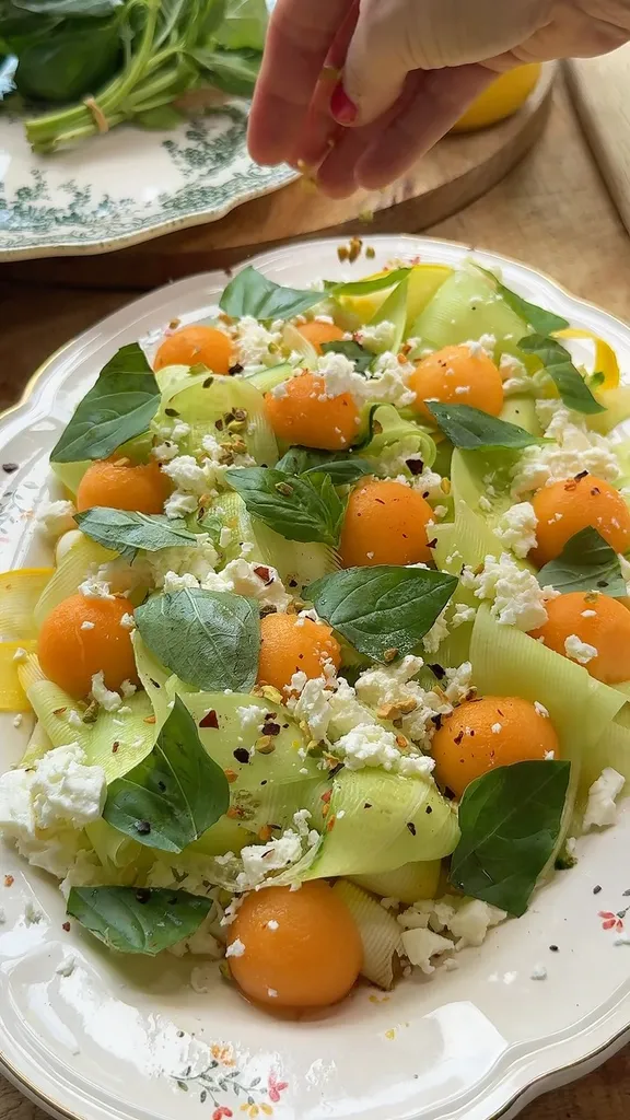 Salade de Courgettes et Melon à la Feta