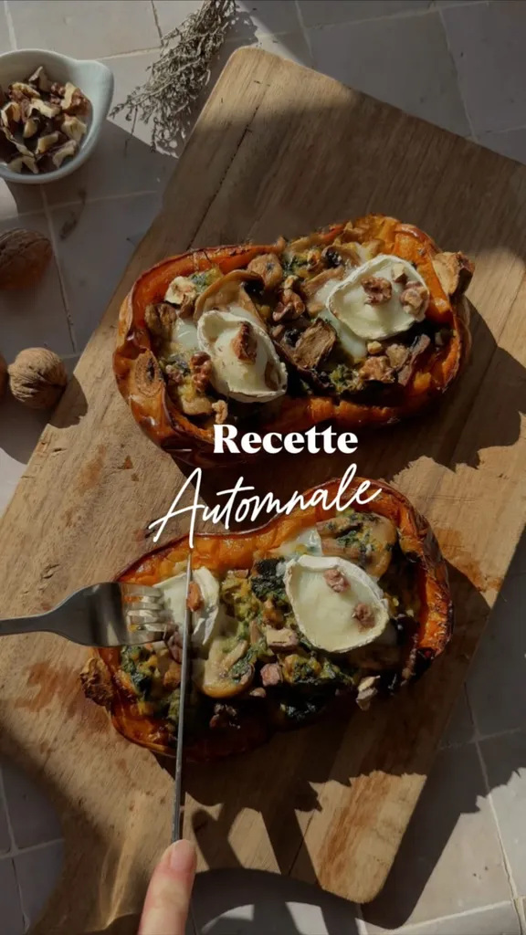 Butternut Farcie aux Champignons, Épinards et Chèvre