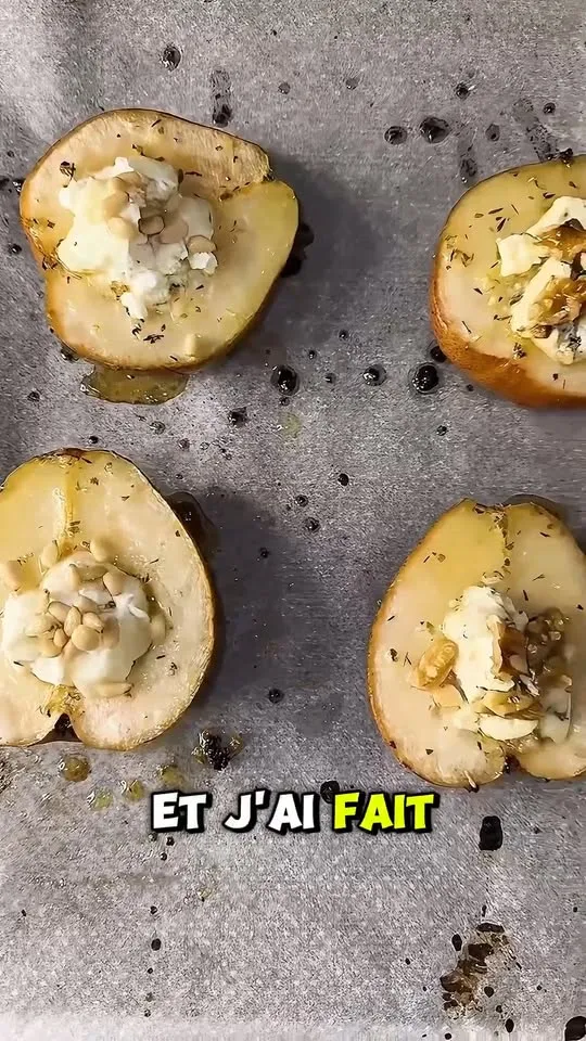 Poires Rôties au Fromage et Miel