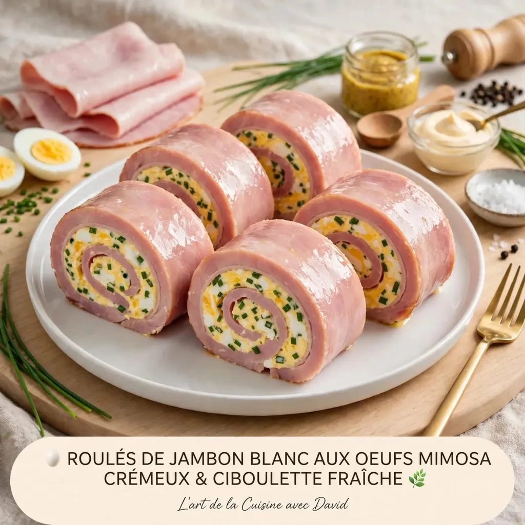 Roulés de jambon blanc aux œufs mimosa