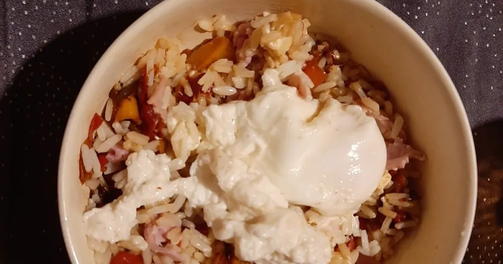 Risotto express au jambon et poivrons