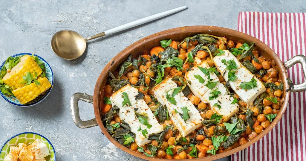 Feta au Four aux Pois Chiches et Légumes